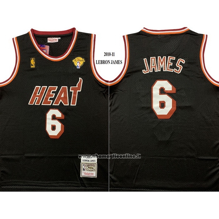 Maglia Miami Heat LeBron James #6 Mitchell & Ness 2010-11 Nero